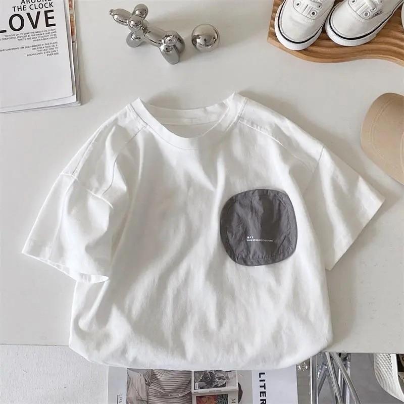 Boy Short Sleeve T Shirt Cotton Summer Casual Kids Tee For Toddler Boys