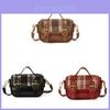 Canvas Casual Crossbody Bag For Kids With Lightweight Design And Trendy Grid Pattern