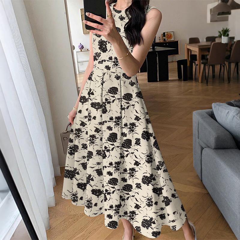 ZANZEA Women Summer Round Neck Holiday Casual Sleeveless Print Dress