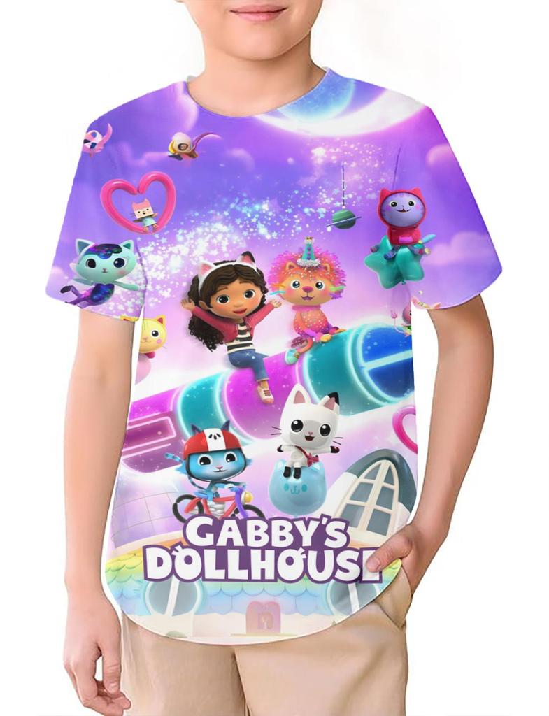 3D T-shirt 2026 NEW Gaby's Dollhouse Cartoon Print Clothing Tops Short Sleeves Sports Fashion Streetwear Manga Comic Tees Toddler 3D Printed Anime