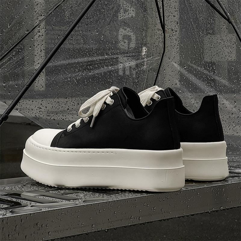 British Style2026Brand Men Outdoor Thick Bottom Casual Leather Sneaker Luxury Genuine Leather Handmade Designer Vulcanized Shoes