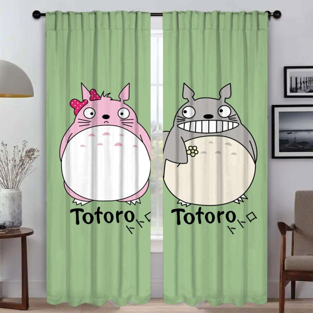 Zasłony do wnętrza domu dla Camera TotoroS Eleganckie zasłony do pokoju 2 sztuki Tiul do sypialni Rolety Zasłona zaciemniająca Przepierzenie