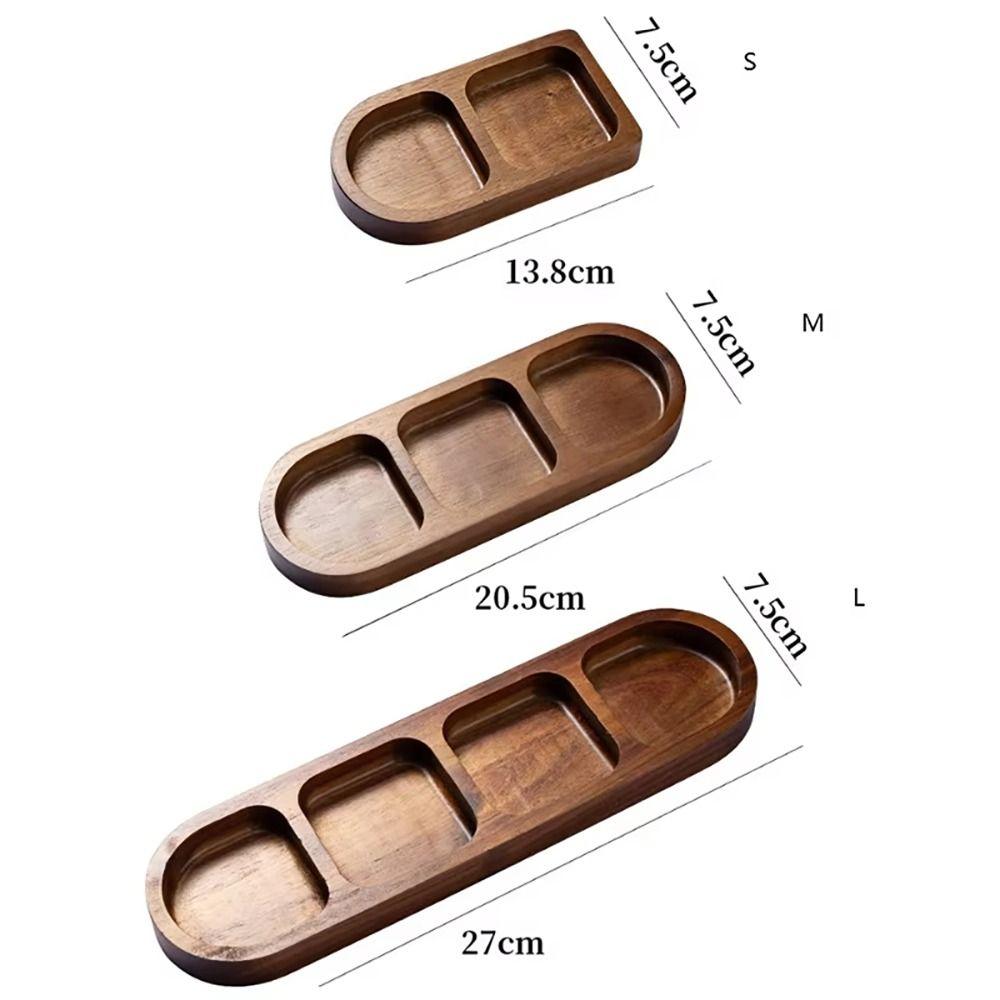 1Pcs Durable 2/3/4 Grids Solid Wood Tray Wooden Retro Seasoning Tray Food Plate Kitchen Dinner