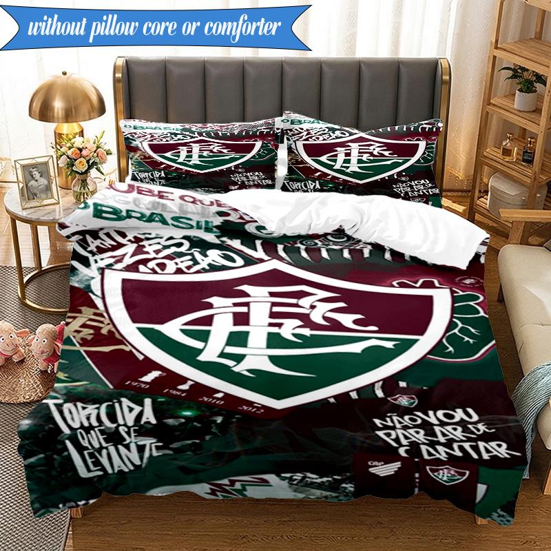 3PCS Flumi-nense Football Crest Printed Soft Bedding Set,Including 1pc Duvet Cover And 2pcs Pillowcases Perfect for Bedroom, Dormitory, Fan gift
