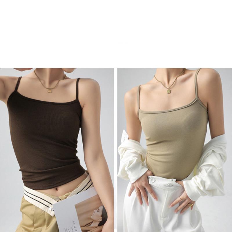 Summer Basic Tanks Spaghetti Strap Camis Solid Stretch Tops for Women Sleeveless Slim Fit Basic Solid Knitted Camisole