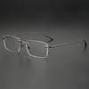 Pure Titanium Men's Square Rimless Myopia Glasses with Vacuum IP Electroplating