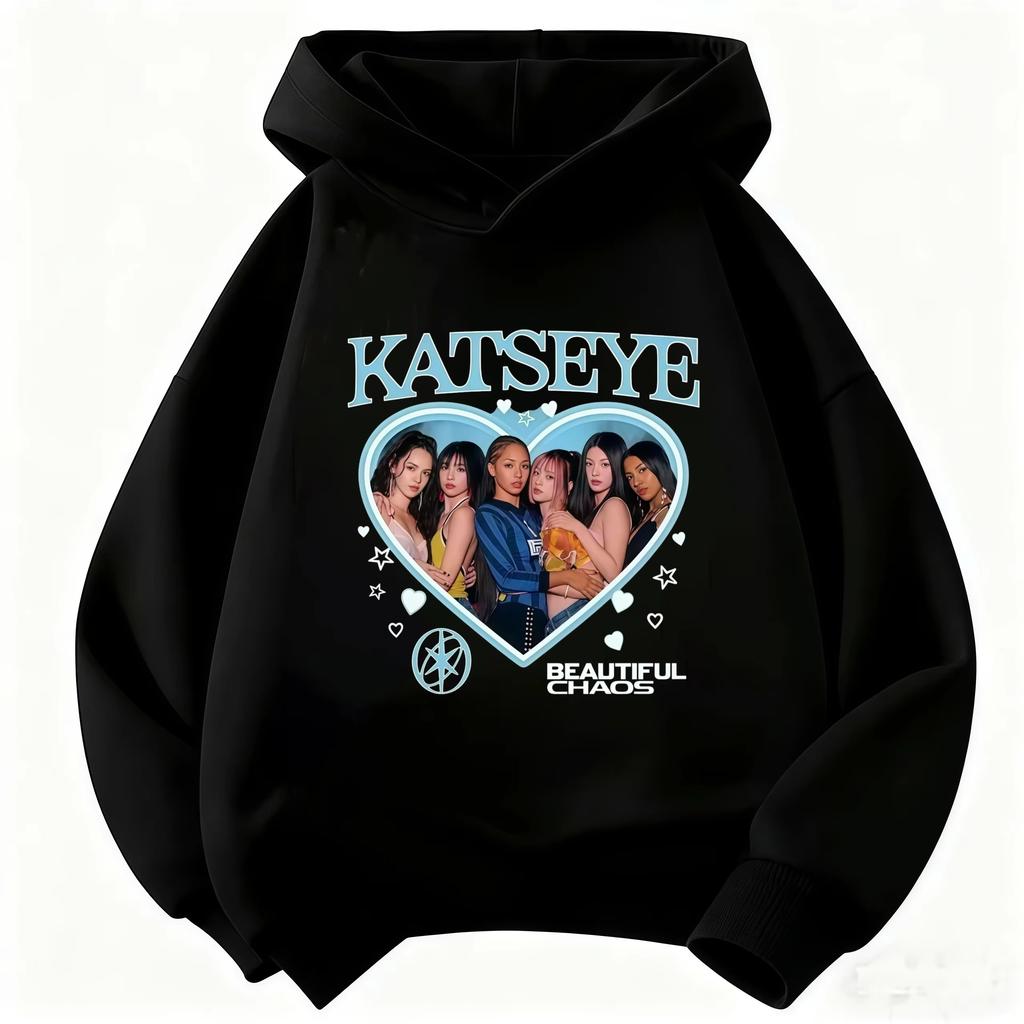 2026 Katseye Idol Printed Children'S Hooded Sweatshirt, Unisex, Harajuku Style Casual Style, Children'S Street Style Clothing