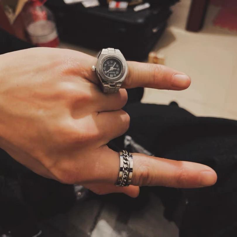 Korean Style Retro Hipster Watch Ring - Trendy Men's Hand Jewelry Accessory