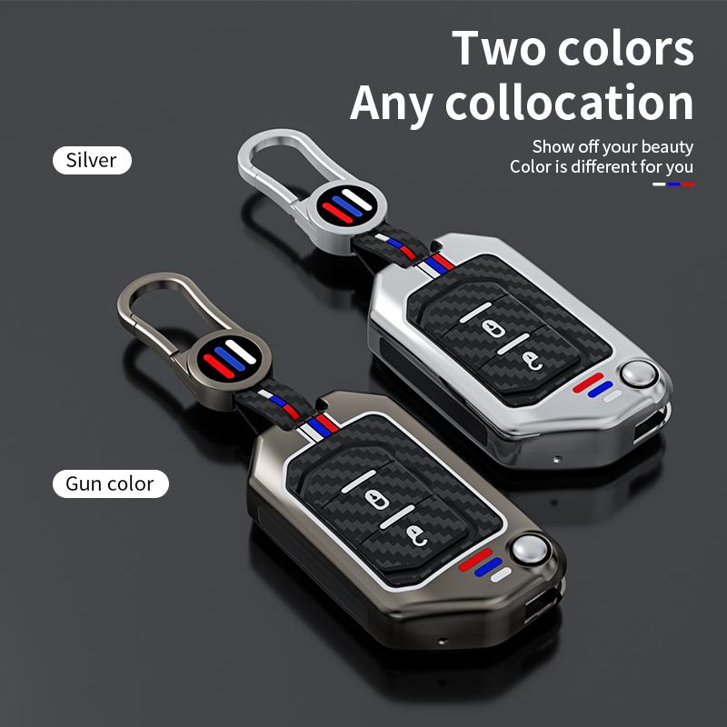 Zinc Alloy Car Key Case Cover Shell Fob for 2018 2019 Jeep Wrangler JL JLU Rubicon 2020 2025 Jeep Gladiator JT Sahara JLU