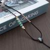 Handwoven Adjustable Jade Pendant Lanyard Necklace - Thin Gold Rope Style