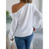 GMXIA Autumn and Winter Casual Solid Color Cut-out Off-the-shoulder Long-sleeved Pullover Sweater for Women