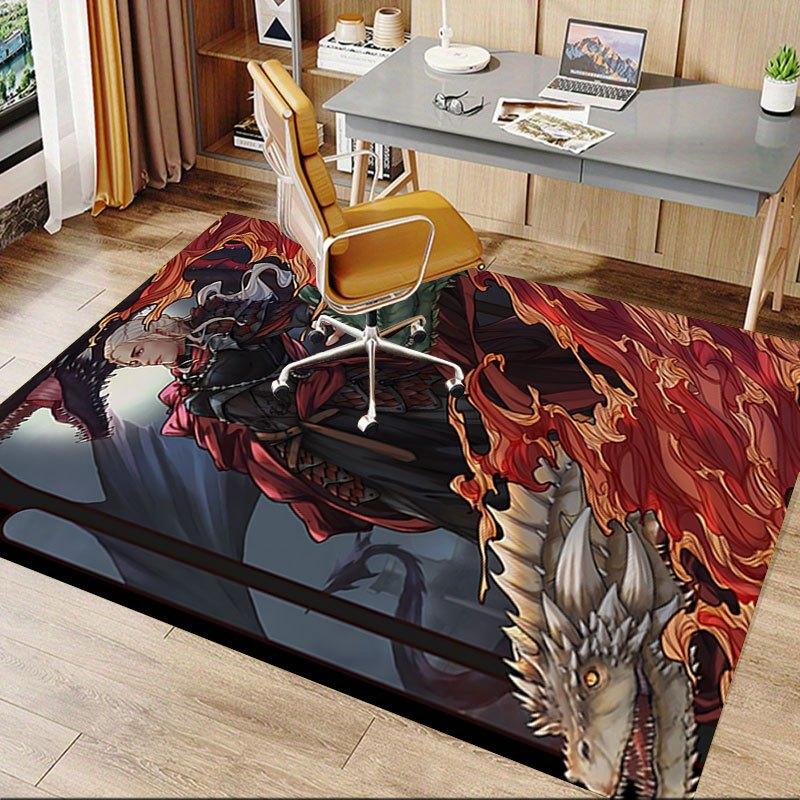 1 alfombrilla para silla de oficina Fire and Blood, Alfombrilla para decoración del hogar, Alfombrilla temática de fantasía, Alfombrilla duradera, Decoración de dragón, Adecuada para amantes de la temática de fantasía