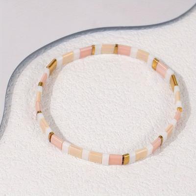 Rosa Boho Handgefertigtes Perlenarmband, Perfekt für Damen-Sommerparty Tägliches Tragen