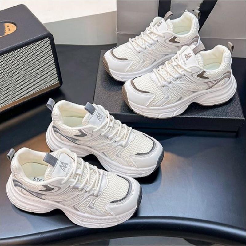 Spring And Autumn New Round Toe Thick Sole Comfortable Running Women'S Shoes Fashion New Elegant Breathable Casual Sports Shoes