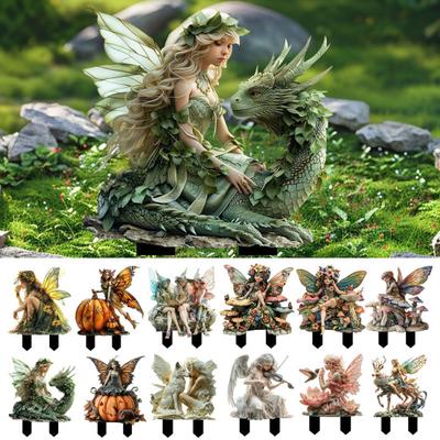 Fairy Gėlių vazonų dekoravimas Akrilas Fėja figūrėlė Sodinamosios kuolas Bohemian Fairy Gėlių vazonų dekoras Sodinamosios priedai augalams ir sodo dekoravimui