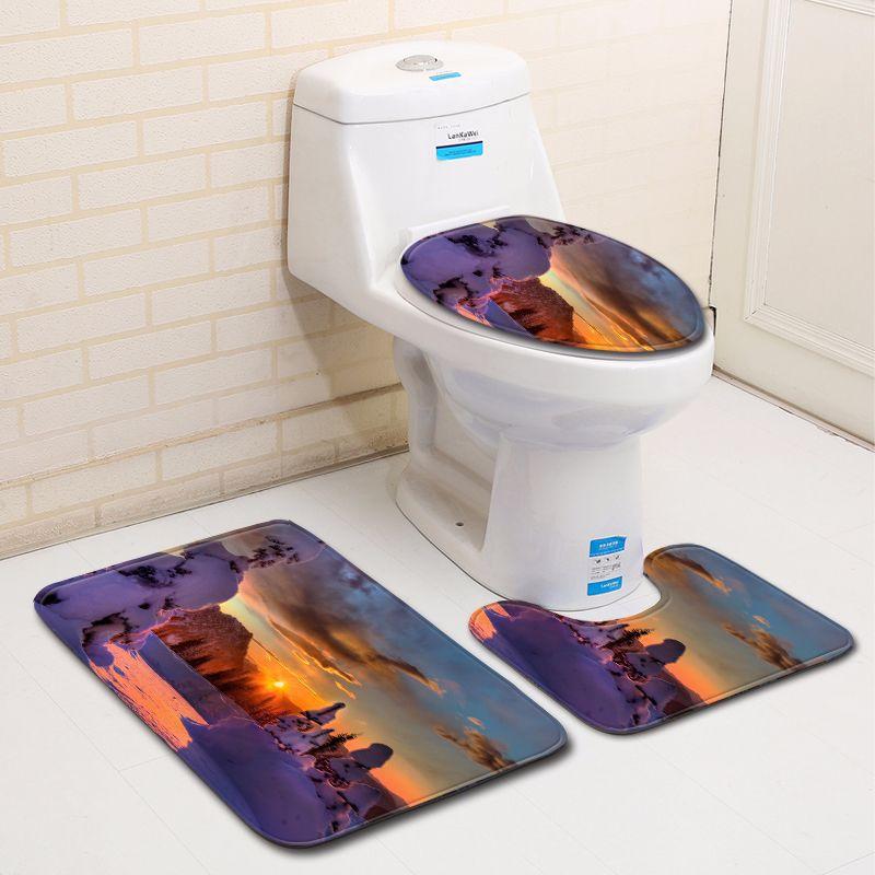 3D Snow Bathroom Toilet Three-Piece Floor Mat Door Mat Bathroom Carpet