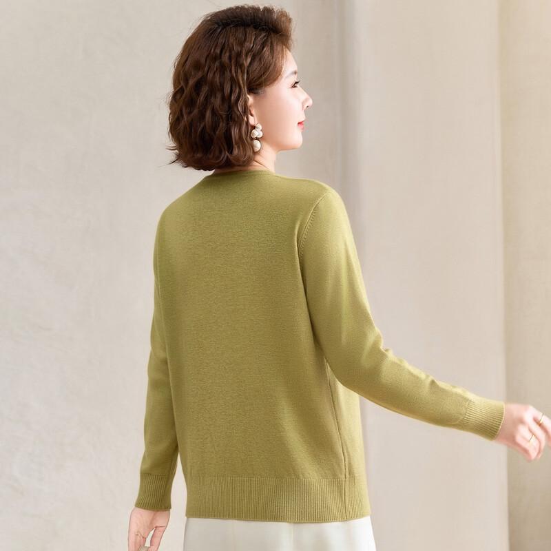Pastel Women's Floral Embroidered Rhinestone V-Neck Knit Sweater