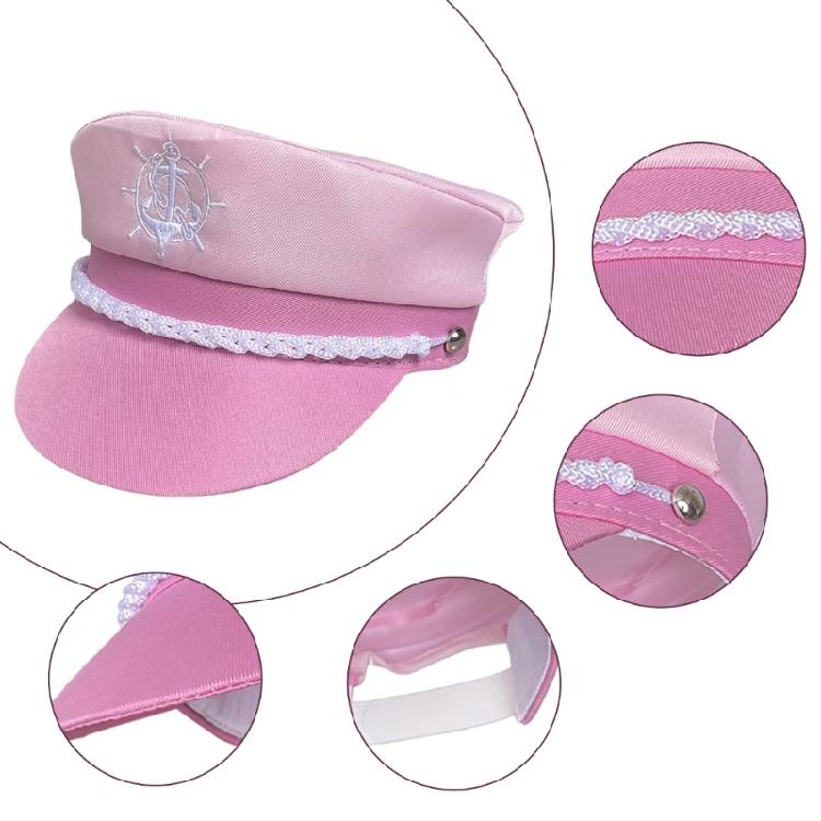 Sailor Hat Neck Scarves Women Bridal Shower Captain Costume Hat Silk Scarf 2PCS Stage Props Hat for Theme Party