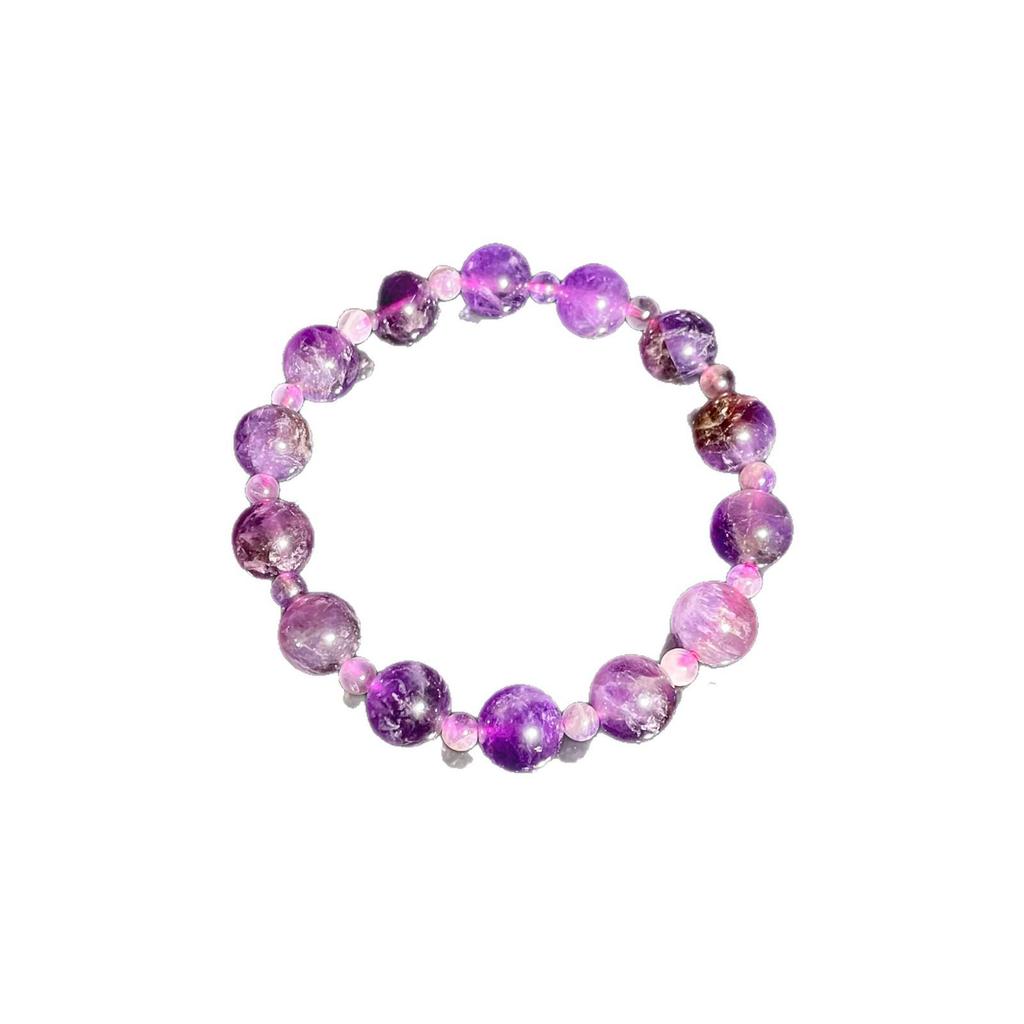 Jingxi Collection: Natural Dream Amethyst Crystal Bead Bracelet, 10mm+4mm, Fashionable & High-End.