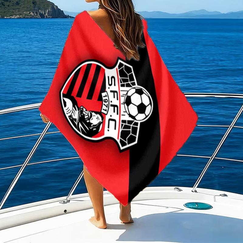 Soccer Team Crest Design Printed Beach Towel, Super Soft Microfiber, Perfect Gift Birthday, for Pool, Beach, Travel, for family and friends