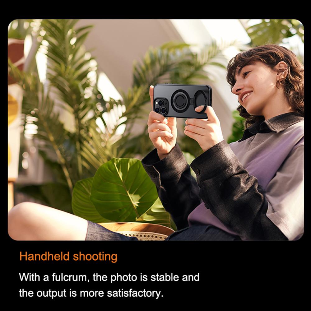 For iPhone 15 Pro Case Compatible with MagSafe Kickstand Translucent PC+TPU Phone Cover with Silicone Ring