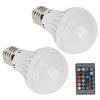 2Pcs E27 3W RGB Bulb Lamp Color Changing Bulb Light Home Lighting with Remote Control 85V‑265V