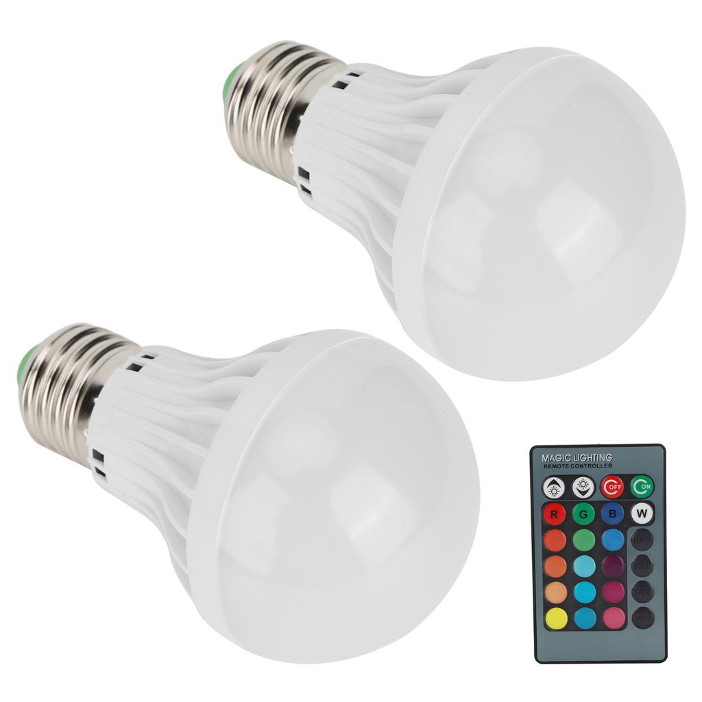2Pcs E27 3W RGB Bulb Lamp Color Changing Bulb Light Home Lighting with Remote Control 85V‑265V
