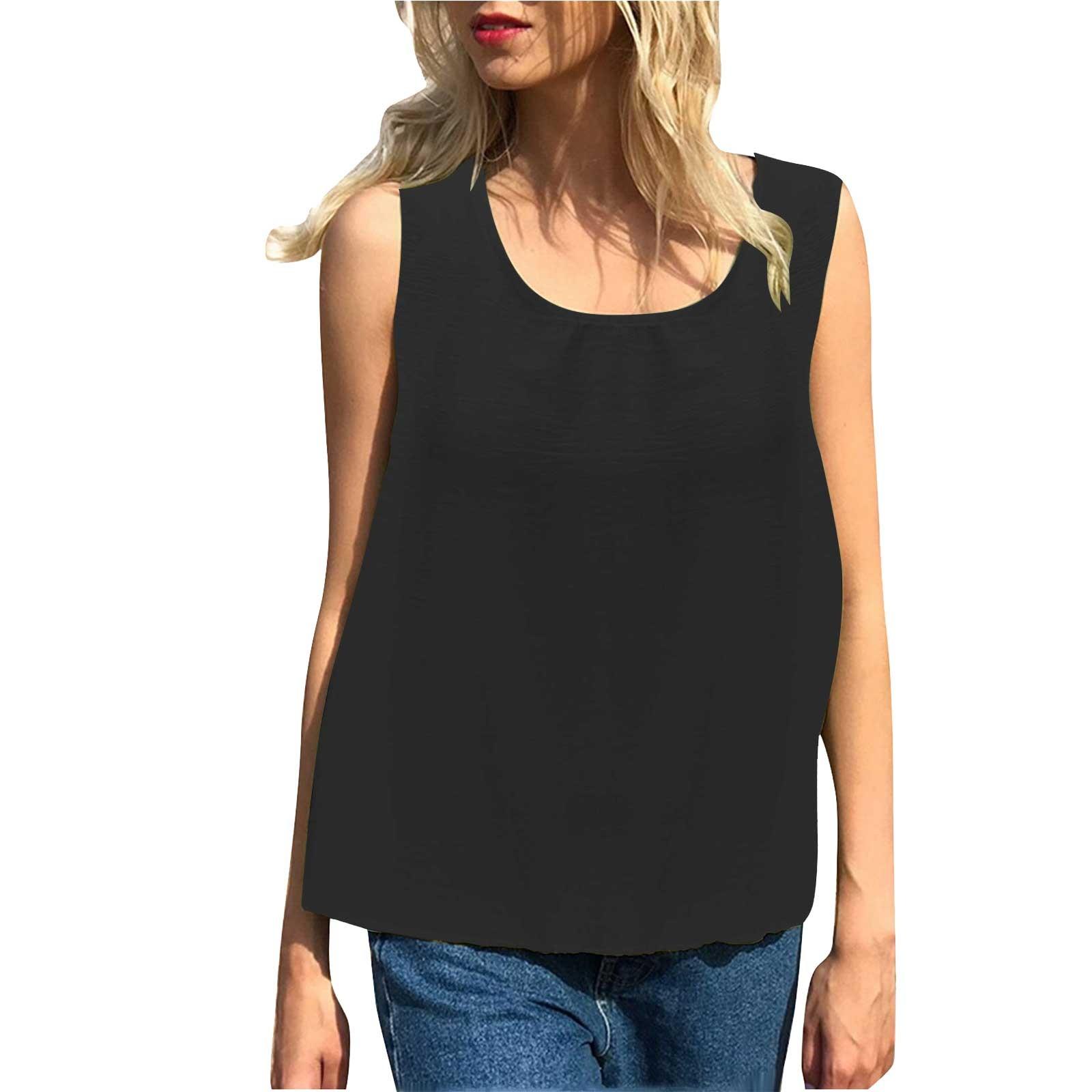 

Майка женская летняя одежда футболки с U-образным вырезом модные ажурные без рукавов базовые пляжные вещи для отпуска XXL чёрный