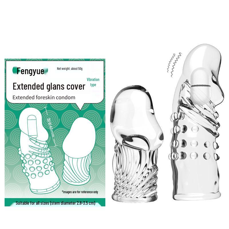 Bardzo długi przezroczysty pokrowiec na żołądź i pierścień opóźniający dla mężczyzn: Wzmacnianie Męskości i Pogrubianie Zabawka Seksualna