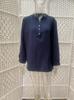 European & American Loose Plain Stand Collar Button Long Sleeve Cotton Linen Top for Women