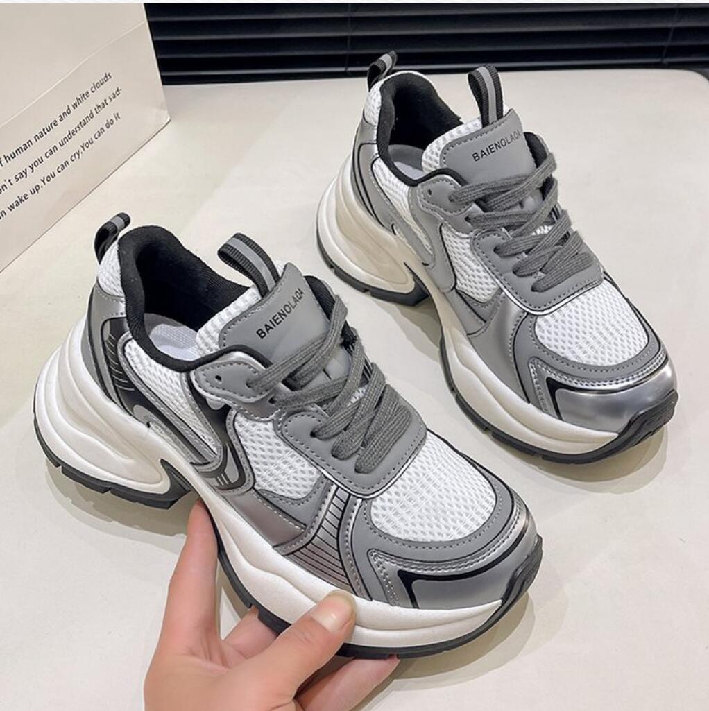 

Модная женская обувь, универсальные кроссовки с толстой подошвой в корейском стиле, толстые, на платформе 5 см, дышащие, осенние женские кроссовки из вулканизированной ткани 35