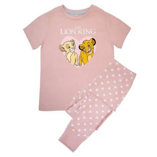 The Lion King Girls Hearts All-Over Print Short-Sleeved Long Pyjama Set