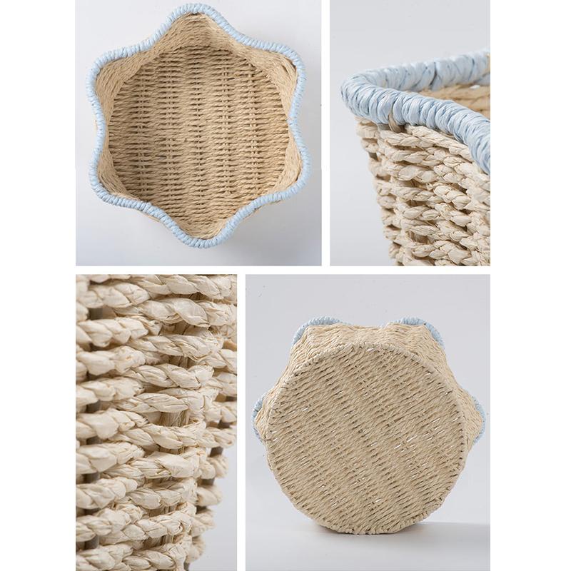 1PC Bin Foldable Rattan Style Bohemian Style Desktop Multipurpose Handwoven Eco-Friendly Paper Rope Minimalist 31x31x10cm