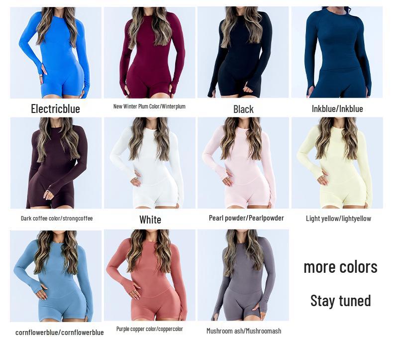 Seamless Quick-Dry Long Sleeve Yoga Bodysuit: European & Asian Fit