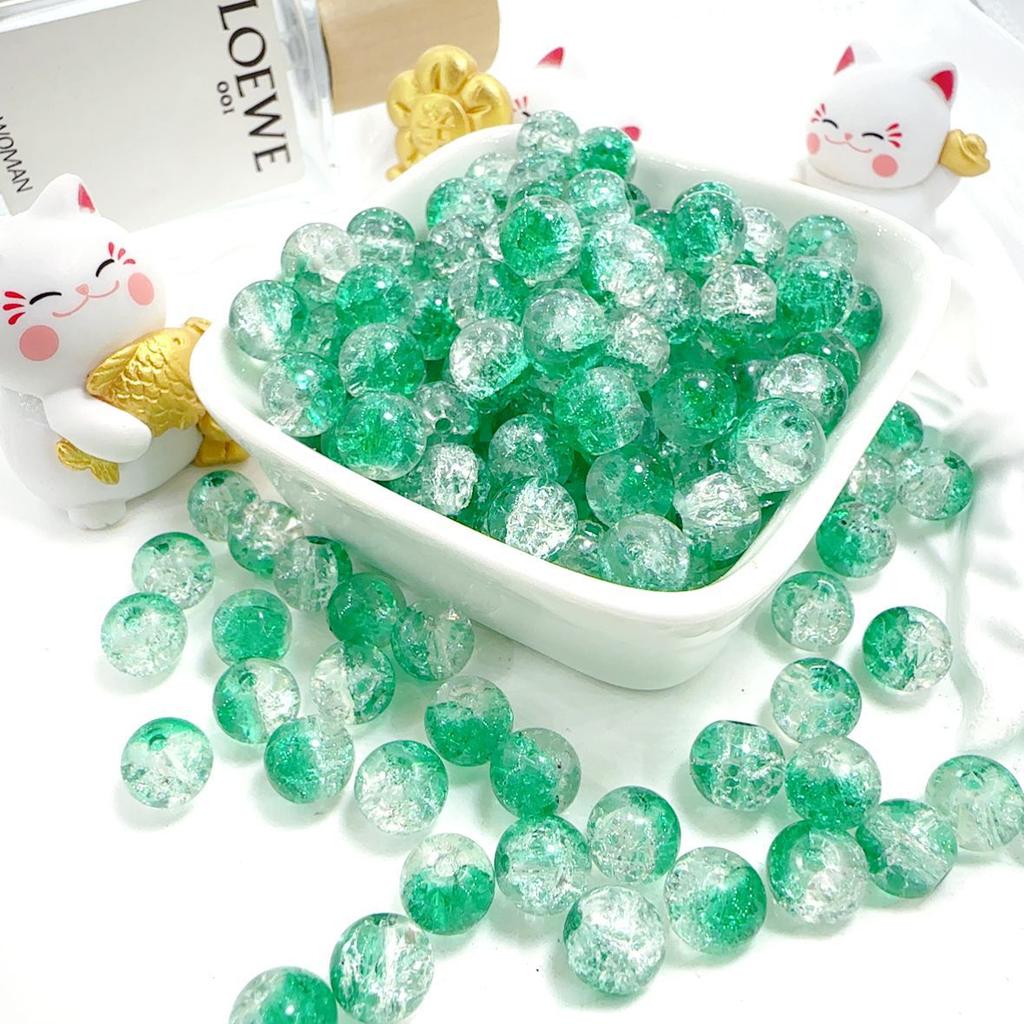 10mm Crackle Glass Round Beads, Loose Spacer Beads DIY Accessories for Bracelet Making 50pcs