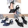 Water Dots Bow High Heels For Women Summer Elegant Pu Slip On Collection Shoe