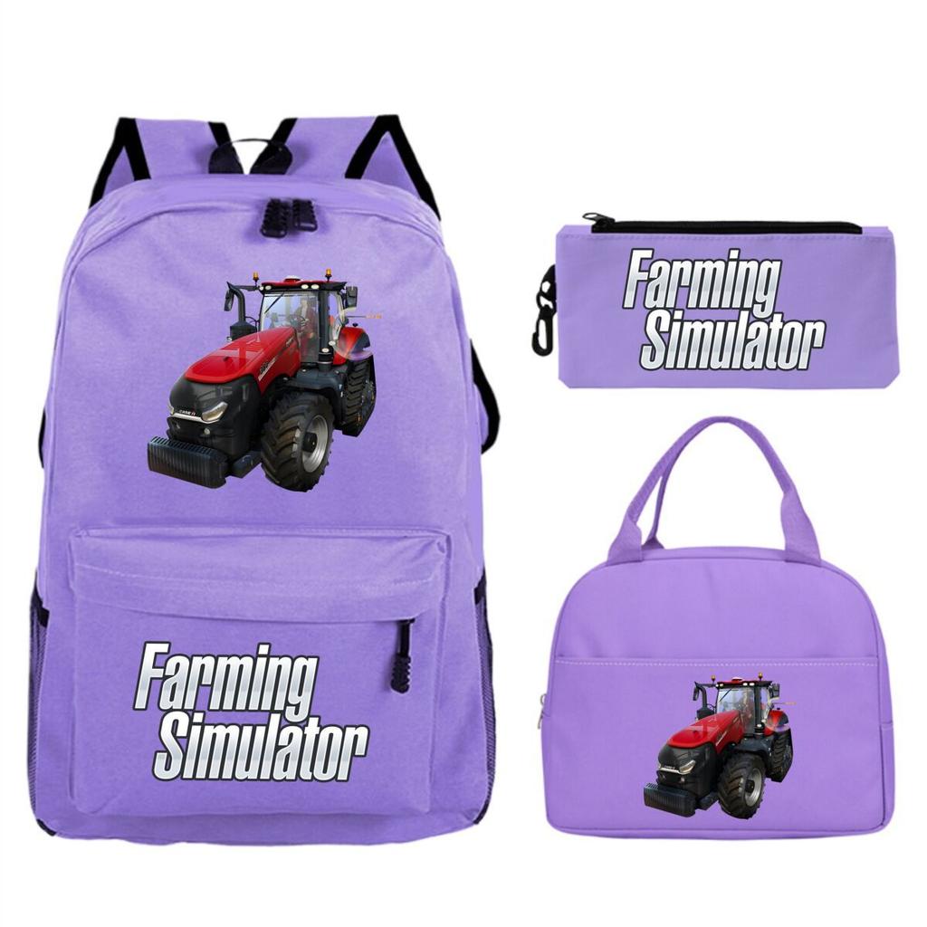 Mochila Personalizada para Niños Estampada Farming Simulator para Escuela Primaria y Secundaria Bolsa de Comida Estuche