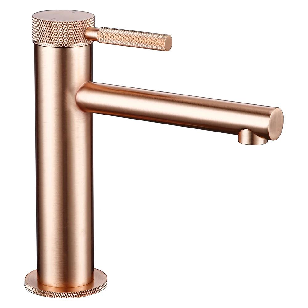 Round Fancy Handle Black Brass Deck Mounted Single Holder Hole Basin Hybrid Hot and Cold Water Bathroom Faucet