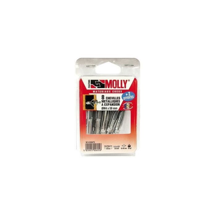 MOLLY Pack of 10 Wall Plugs - 4x59 Mm + Screws