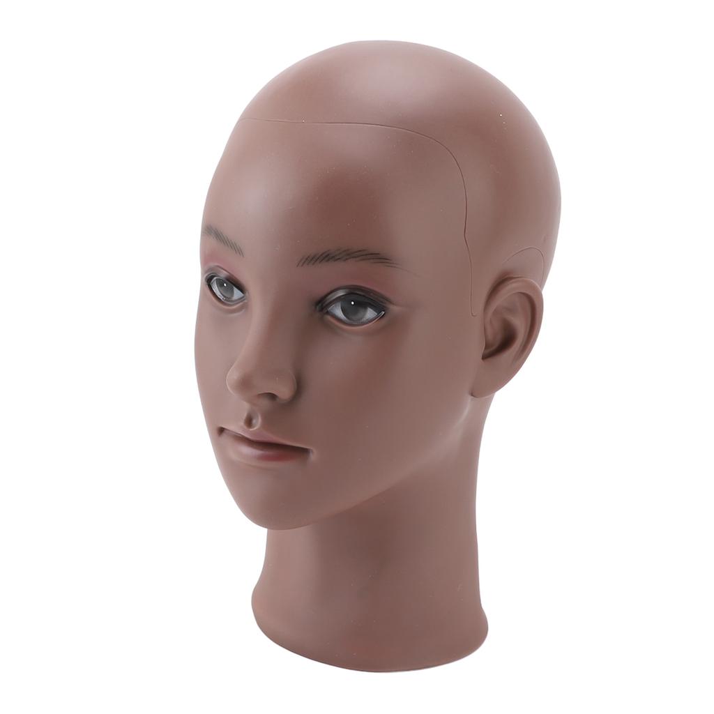 Female Bald Manikin Head Makeup Practice Washable PVC Mannequin Head Stand for Wig Making Hat Display
