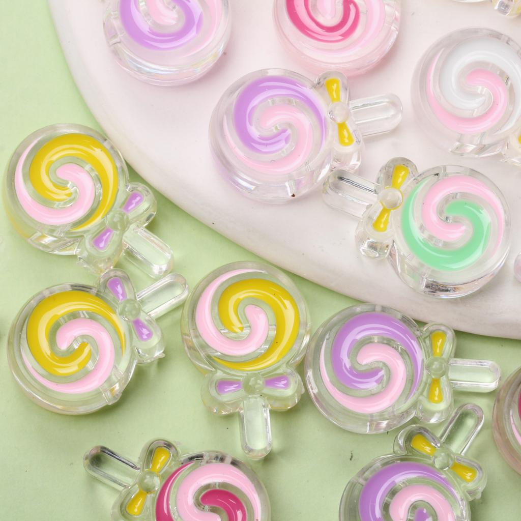 Perlen Armband Perlen DIY Handarbeit Kopf handgefertigt Acryl Lose Perlen Lollipop Tropf Öl Handykette Seil Material DIY Haarschmuck