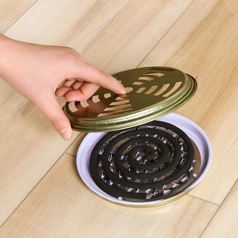 Metal Iron Mosquito Box Coil Holder Coil Repellent Incense Rack Plate With Cover