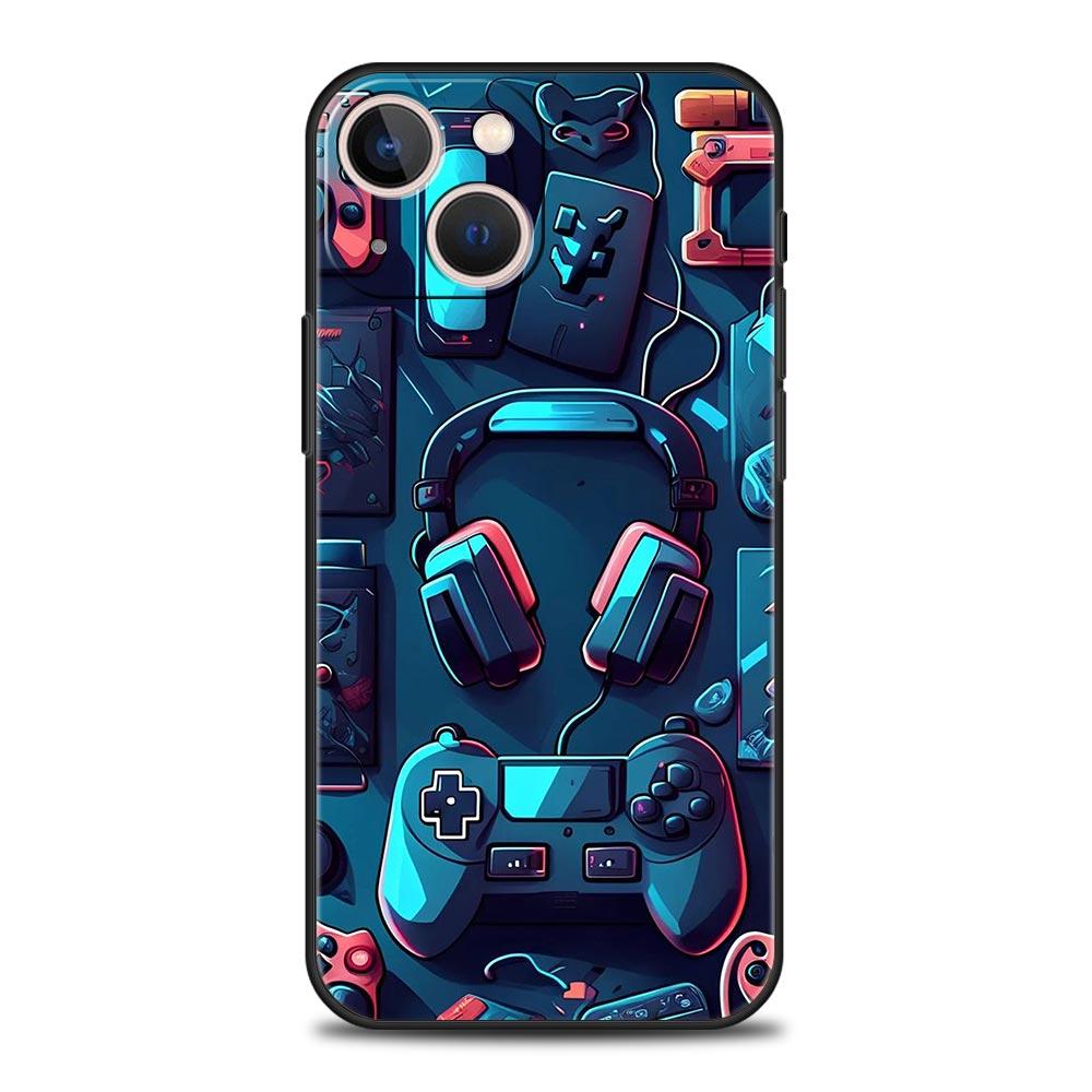 Game Controller Graphic Phone Case Cover for iPhone 17 16 15 14 13 12 11 Pro Max 17 Air Plus Shockproof Soft TPU Shell Funda Bag