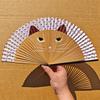 Kattmönster Bambu Vikbar Fläkt Japansk Stil Kvinnor Söt Tecknad Kattunge Handfläkt Handhållen Fläkt Hantverk Heminredning