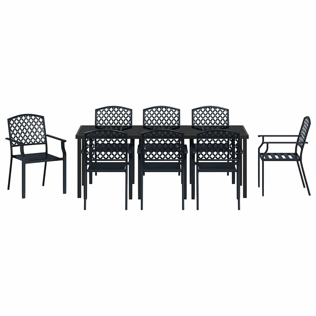 Garden Dining Set 9 pcs Anthracite Powder Coated Steel