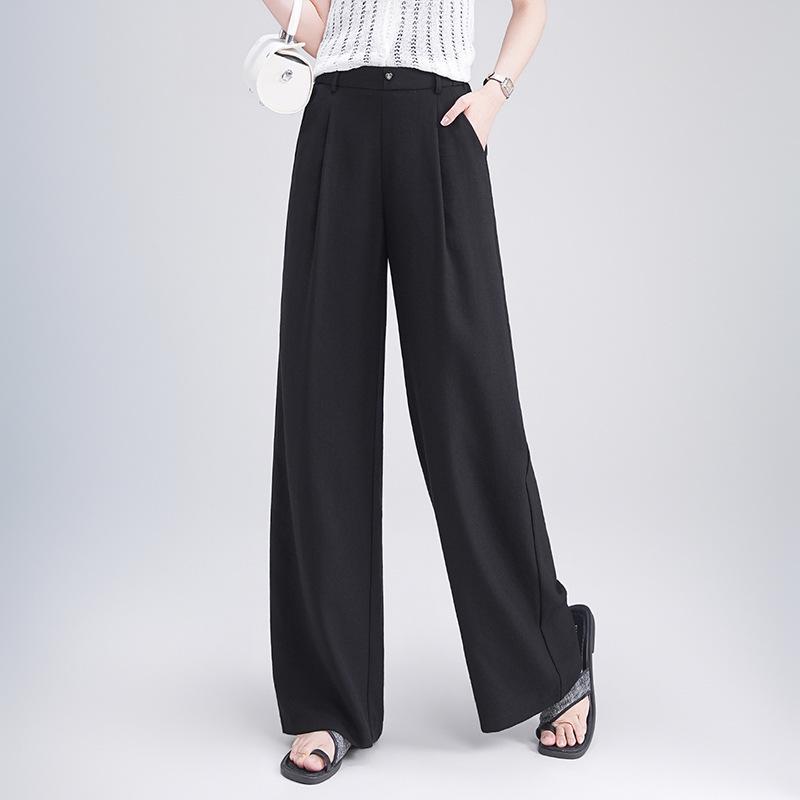 Curved Knife High-Waisted Wide-Leg Pants for Women - Spring/Autumn 2026 Casual Loose Drape Style