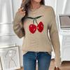 Autumn Winter Round Neck Cherry Jacquard Loose Casual Pullover Sweater Women Sweet Knitting Bottomed Top