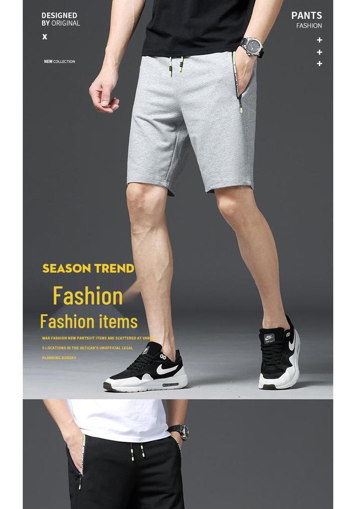 Men's Summer Cotton Knit Bermuda Shorts: Teen Sports Pants with Elastic Waistband for Beach & Casual Wear