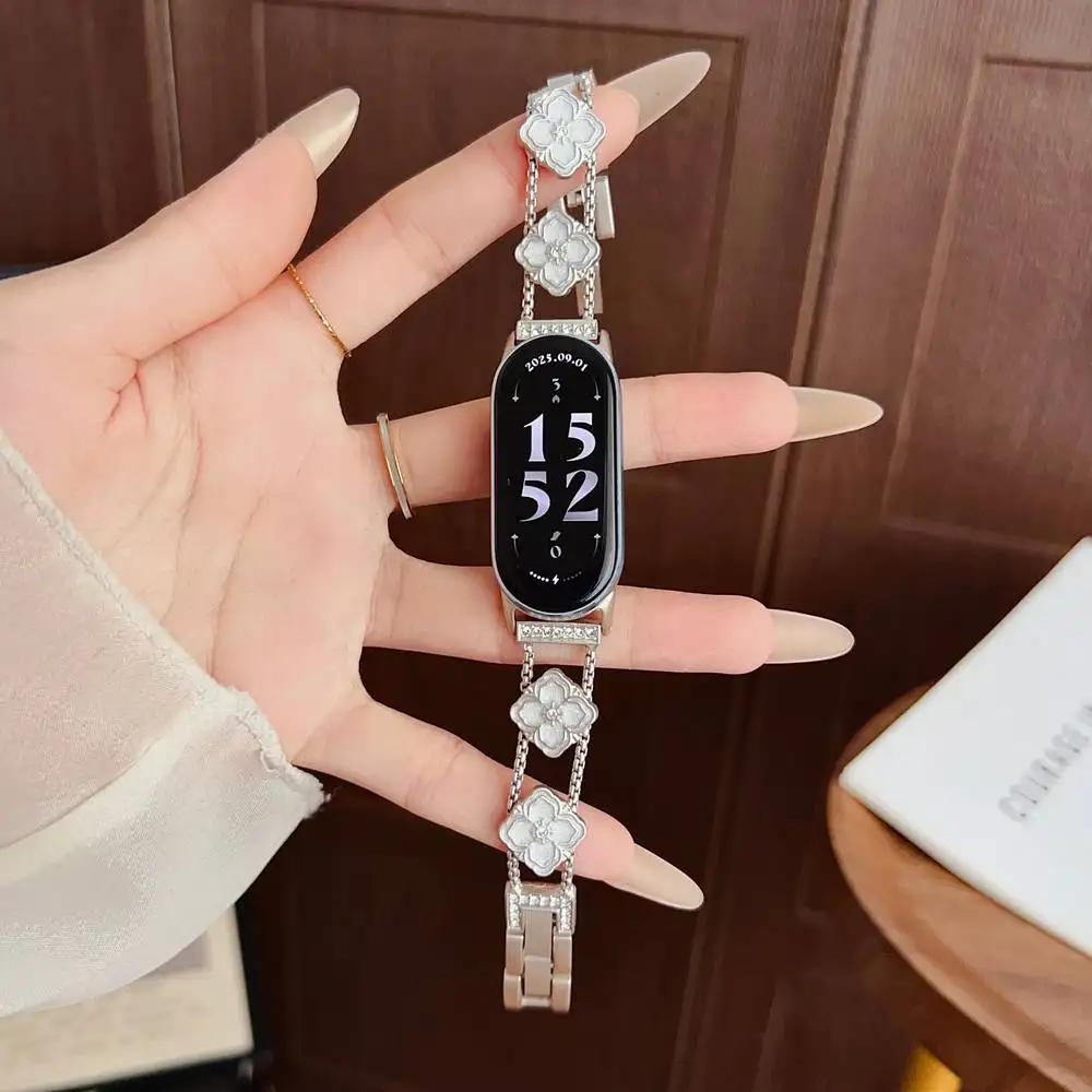 New Four Leaf Flower Metal For Xiaomi Band 9/8/NFC Xiaomi 10 8 9 Strap