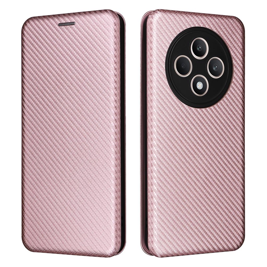 For Oppo Reno12 F 5G Case Carbon Fiber Texture Leather Phone Cover with Card Slot